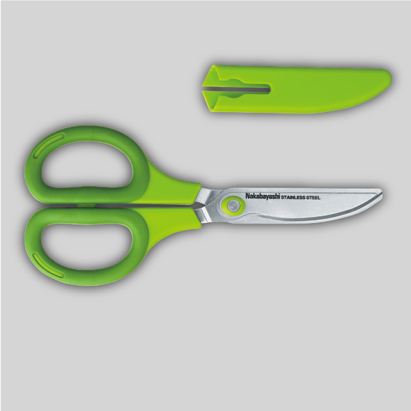 Nakabayashi Sakutto Cut scissors in green with cover