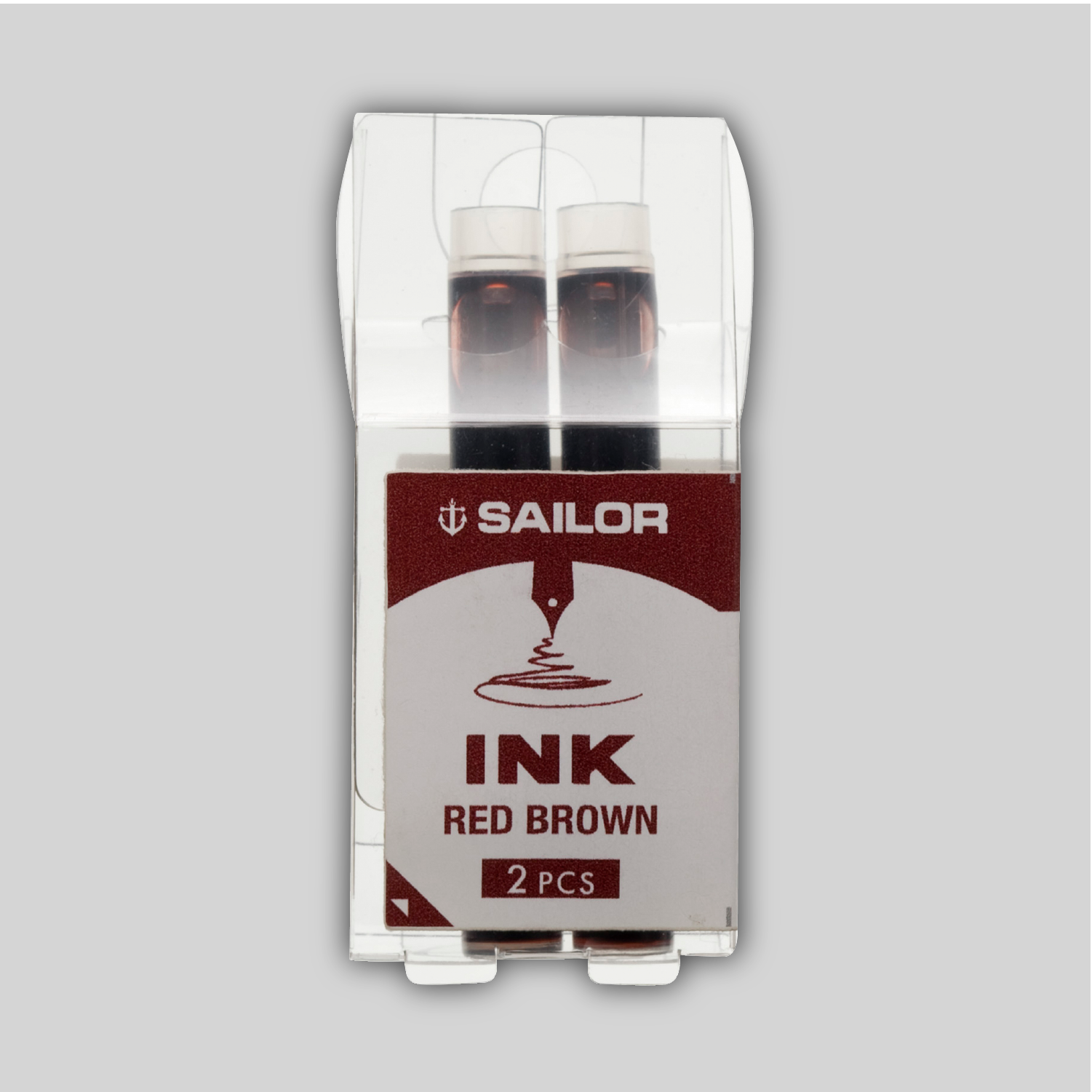 Two red brown ink cartridges in a package.