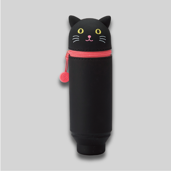 Front shot of PuniLabo Black Cat Stand Up Pen Case