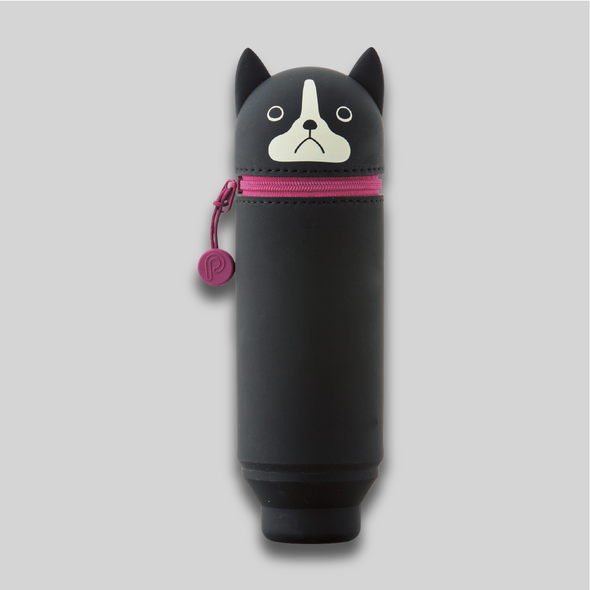 Front shot of PuniLabo Boston Terrier Stand Up Pen Case