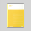 A B5 size notebook with a yellow and white cover.