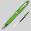 Light Green Sailor Compass 1911 Steel Fountain pen diagonally across page, showing matching color converter alongside.