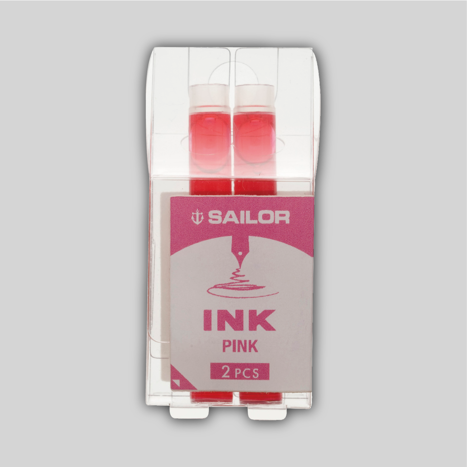 Two pink ink cartridges in a package.